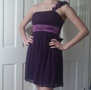 David's Bridal Elegant One Strap Purple  Dress